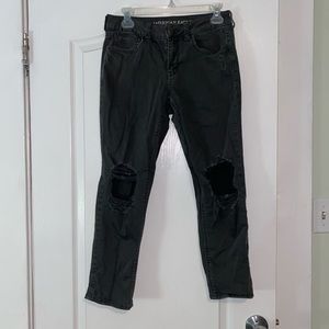 American Eagle Distressed Black Baggy Jeans
